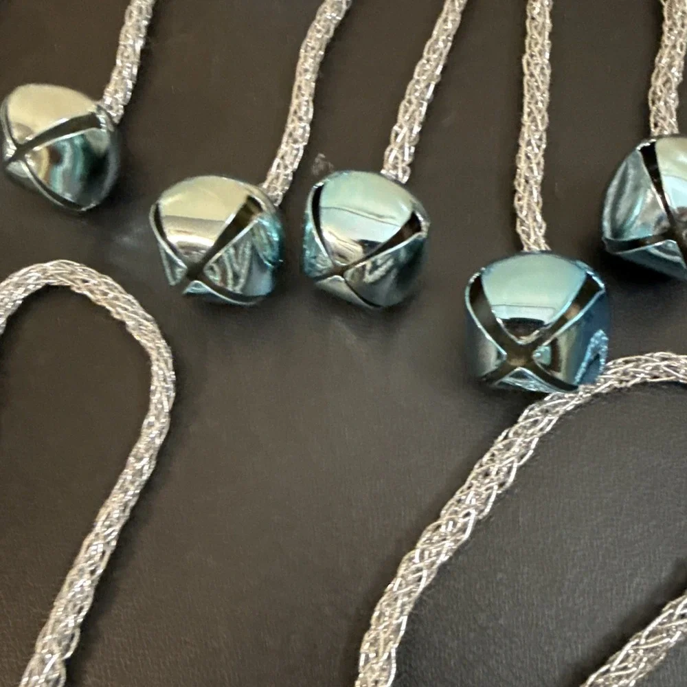 Vintage Christmas Hanging  Bells Blue & Silver